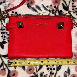 Michael Kors Red Wristlet with Gold Accents